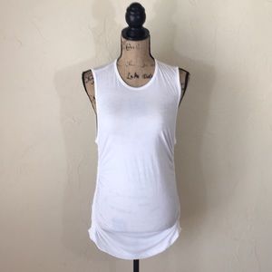 Theory Ruched Tank in White Jersey